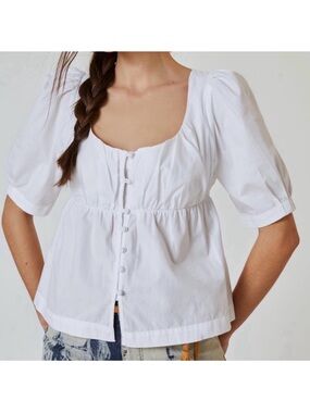 Anthropolgie Short-Sleeve Scoop-Neck Blouse